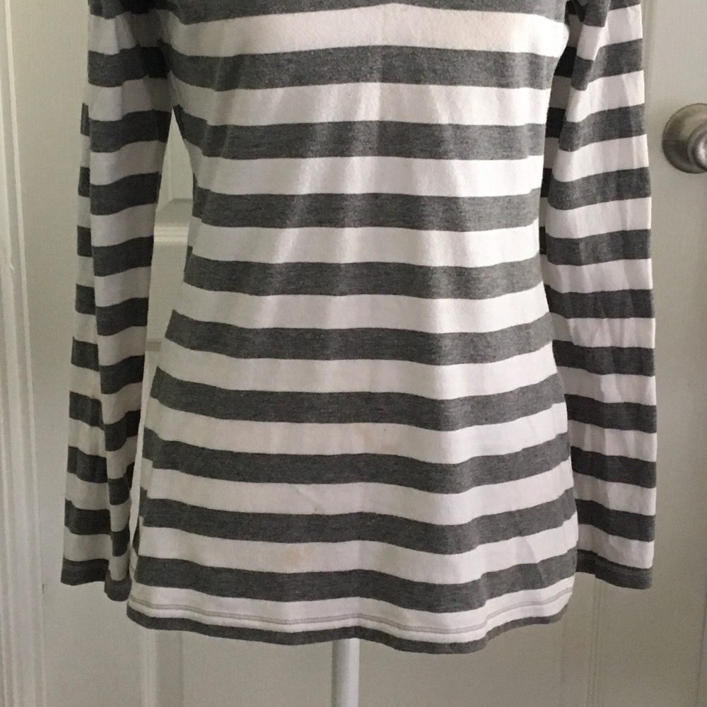 Hollister cotton grey striped long sleeve top